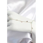 Pirinç Renkli Zirkon Taşlı Sallantılı Yıldızlı Model Gold Renk Kadın Şahmeran - Tj-sn707 - 1