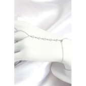 Pirinç Zirkon Taşlı Y Model Gümüş Renk Kadın Şahmeran - Tj-sn692 - 1