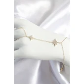 Pirinç Zirkon Taşlı Kutup Yıldızı Model Gold Renk Kadın Şahmeran - Tj-sn705 - 1