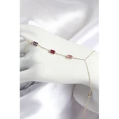 Pirinç Renkli Zirkon Taşlı Dikdörtgen Model Gold Renk Kadın Şahmeran - Tj-sn693 - 1