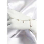 Pirinç Zirkon Taşlı Sallantılı Damla Model Gold Renk Kadın Şahmeran - Tj-sn703 - 1