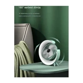 Masaüstü Vantilatör Usb Şarjlı Rgb Led Işıklı 3 Kademeli 180° Ayarlanabilir Soğutucu Fan Yeşil - 7