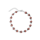 14 Ayar Altın Kaplama Mineli Uğur Böceği Bağlantılı Gümüş Bileklik - BE00100 thumbnail 5