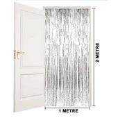 Gümüş Renk Ekstra Metalize Parlak Saçaklı Arka Fon Perde İthal A Kalite 1x2 Metre - 4