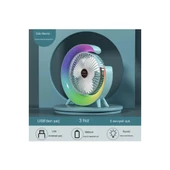 Masaüstü Vantilatör Usb Şarjlı Rgb Led Işıklı 3 Kademeli 180° Ayarlanabilir Soğutucu Fan Mavi - 1