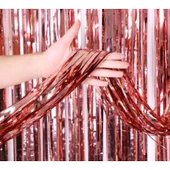 Rose Gold Püsküllü Kapı Perdesi - Parti, Bekarlığa Veda, Doğum Günü 1x2 M - 2
