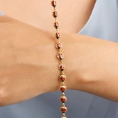 14 Ayar Altın Kaplama Mineli Uğur Böceği Bağlantılı Gümüş Bileklik - BE00100 thumbnail 2