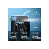 Taşınabilir Işıklı 5 Spreyli Vantilatör Buzlu Buharlı Vantilatör Mini Fan Nemlendirici - 2