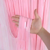 Soft Pembe Püsküllü Kapı Perdesi - Parti, Baby Shower, Cinsiyet Partisi 1x2 M - 2