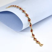 14 Ayar Altın Kaplama Mineli Uğur Böceği Bağlantılı Gümüş Bileklik - BE00100 thumbnail 4