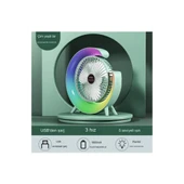 Masaüstü Vantilatör Usb Şarjlı Rgb Led Işıklı 3 Kademeli 180° Ayarlanabilir Soğutucu Fan Yeşil - 1