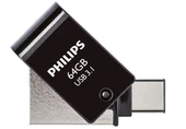 Philips FM12DC152B/00 128GB 2 IN 1 TYPE-C/USB 3.1 Siyah Gri USB Flash Bellek - 1