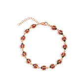 14 Ayar Altın Kaplama Mineli Uğur Böceği Bağlantılı Gümüş Bileklik - BE00100 thumbnail 7