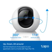 TP-Link Tapo C200C Akıllı Wi-Fi 1080P FHD 360 Derece Hareket Takibi 9M Gece Görüşü Çift Yönlü Ses Güvenlik Kamerası thumbnail 4