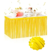 Kendinden Yapışkanlı Makaron Sarı Püsküllü Masa Eteği – 75 X 275 Cm Parti Süslemesi - 1