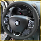 Clio 4 FAZ 2 Araca Özel Direksiyon Kılıfı NOKTA DÜZ GRİ İP thumbnail 3