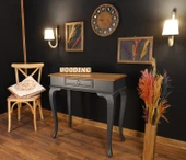 Wooding Mobilya 80 Cm Çekmeceli Masif Antrasit Natürel Dresuar thumbnail 4