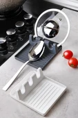 Mutfak Kapak ve Kaşık Tutucu  Plastik Ocak Yanı Pot Kapak Rafı & Organizatör thumbnail 1