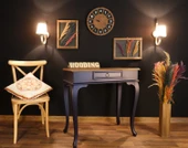 Wooding Mobilya 80 Cm Çekmeceli Masif Lacivert Natürel Dresuar thumbnail 4