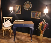 Wooding Mobilya 80 Cm Çekmeceli Masif Lacivert Natürel Dresuar thumbnail 5