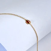 14 Ayar Altın Kaplama Zarif Mineli Uğur Böceği Gümüş Bileklik - BE00101 thumbnail 3