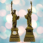 Metal Saatli Özgürlük Heykeli Gold Vintage Dekor USA 25cm thumbnail 3