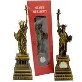 Metal Saatli Özgürlük Heykeli Gold Vintage Dekor USA 25cm thumbnail 2