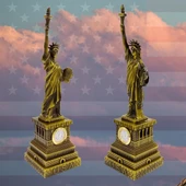 Metal Saatli Özgürlük Heykeli Gold Vintage Dekor USA 25cm thumbnail 5