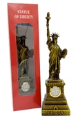 Metal Saatli Özgürlük Heykeli Gold Vintage Dekor USA 25cm thumbnail 6