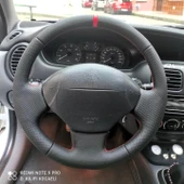 Megane 1 Uyumlu Araca Özel DİKMELİ Direksiyon Kılıfı (Nokta Düz YÜZÜKLÜ) thumbnail 1