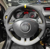 Clio 3 Araca Özel Direksiyon Kılıfı (DÜZ GRİ SARI YÜZÜKLÜ) thumbnail 1