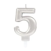 5 Rakam Mum Gümüş Renk - 1