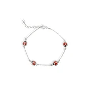 14 Ayar Altın Kaplama Minimal Mineli Uğur Böceği  Gümüş Bileklik - BE00102 thumbnail 7