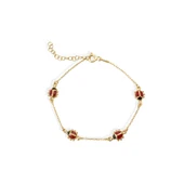 14 Ayar Altın Kaplama Minimal Mineli Uğur Böceği  Gümüş Bileklik - BE00102 thumbnail 5