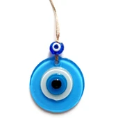 Nazar Boncuklu Bebek Mavisi Renginde Mini Duvar Süsü Dekoratif Hediyelik Cam Eşya - 3