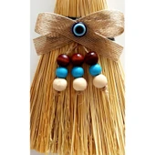 Otantik Ahşap Boncuklu Nazarlıklı Otantik Mini Süpürge Duvar Süsü thumbnail 2