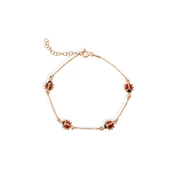 14 Ayar Altın Kaplama Minimal Mineli Uğur Böceği  Gümüş Bileklik - BE00102 thumbnail 6