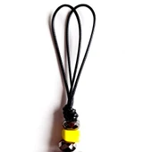 El Yapımı Vişne Kırmızısı Şeffaf Cam Nazarlık Deri İpli Duvar Süsü - 2