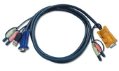 USB KVM (Keyboard/Video Monitor/Mouse) Switch İçin Kablo, 3 metre, 1 x SPHD-15 Erkek, 2 x Audio Plug <-> 1 x Monitör 15 pin HDB erkek, 1 x Klavye / Mouse USB A erkek, 2 x Audio yuvası - 1