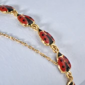 14 Ayar Altın Kaplama Zarifl Uğur Böceği Kravat Y Gümüş Kolye - CNE00136 - 4