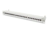 Digitus 19 Inch 24 Port Cat-6a EA Sınıfı FTP Patch Panel, Zırhlı, 1U, tozdan korumak için kapaklı, 8P8C, gri RAL 7035 renk - 1