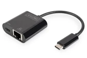 Digitus USB Tip C Gigabit Ethernet Adaptörü<br>
Giriş: 1 x 10/100/1000 port<br>
Çıkış: 1 x şarj özellikli USB Tip C (PD 2.0, 60W, 20V/3A) erkek port (bilgisayar bağlantısı için)<br> - 1