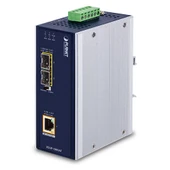 Endüstriyel 2-Port 100/1000X SFP <-> 1-Port 10/100/1000T 802.3bt PoE++ Media Converter<br>
Industrial 2-Port 100/1000X SFP to 1-Port 10/100/1000T 802.3bt PoE++ Media Converter - 1
