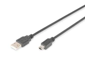 USB 2.0 Bağlantı Kablosu, USB A Erkek - USB mini B (5 pin) Erkek, 1 metre, AWG 28, USB 2.0 uyumlu, UL, siyah renk - 1