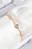 Pirinç Zirkon Taşlı Daire Model Gold Renk Asansörlü Kadın Bileklik - EBJ250816W37440 thumbnail 1