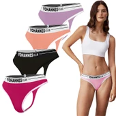 Yohannes Club, Kadın Lastik Kemerli Tanga Külot, Çoklu Renk, Çoklu Paket, 4'lü Paket thumbnail 1