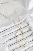 Pirinç Zirkon Taşlı Ezme Zincirli Model Gold Renk Y Kolye - EBJ250816W37255 thumbnail 2