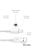 GLOBTEL Iphone 7 8 X Xs Xr 11 12 13 14 Pro/plus/max Hızlı Şarj Kablosu Usb To Lightning Beyaz 1 Mt thumbnail 2