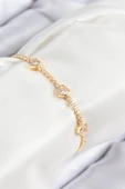 Pirinç Zirkon Taşlı Sıralı Kalp Model Gold Renk Kadın Bileklik - EBJ250816W37436 thumbnail 1
