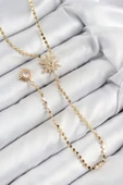 Pirinç Zirkon Taşlı Ezme Zincirli Kutup Yıldızı Model Gold Renk Y Kolye - EBJ250816W37259 thumbnail 1